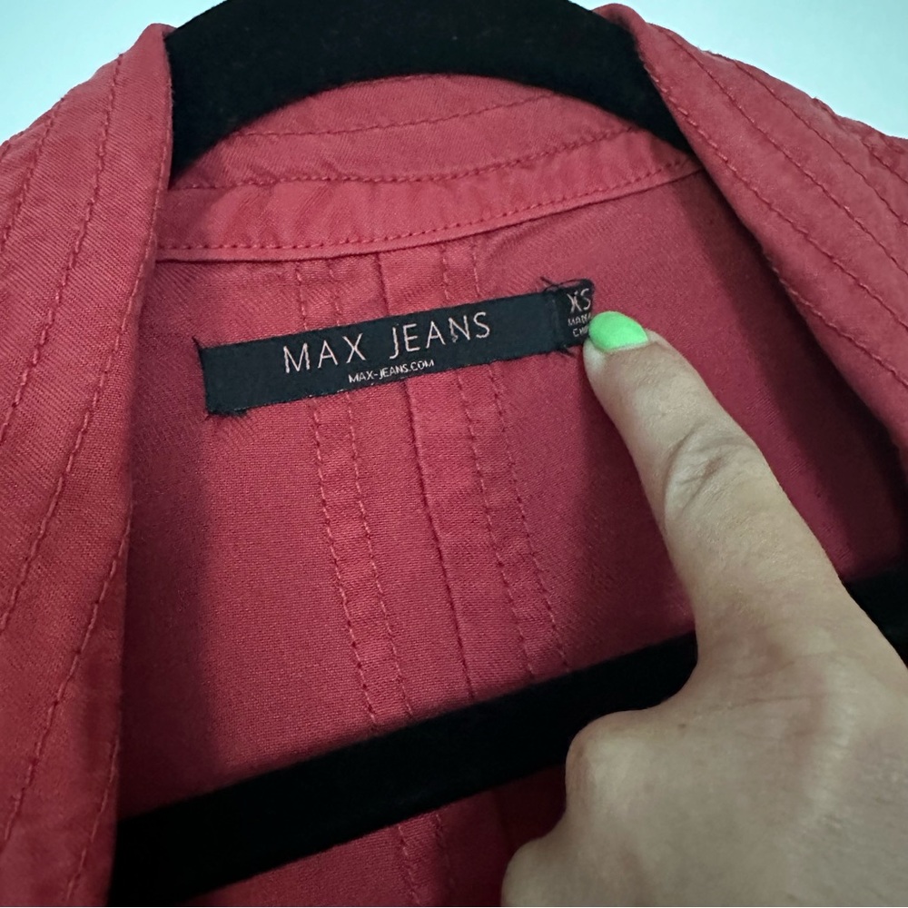 Rustic Red Utility Jacket With Zipper Details - image 6